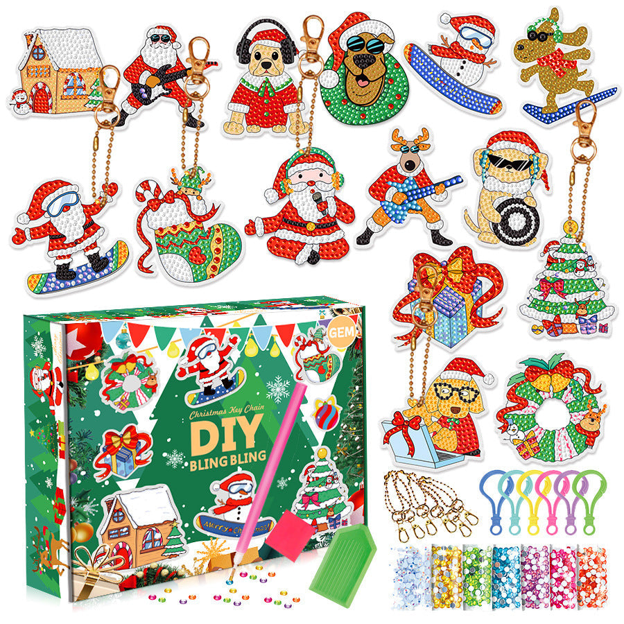 Christmas Diamond Painting Keychain DIY Art Craft Kit for Kids