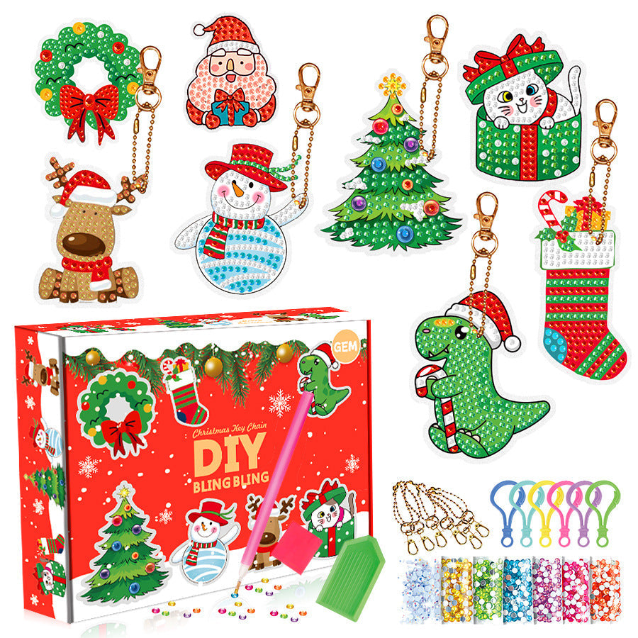 Christmas Diamond Painting Keychain DIY Art Craft Kit for Kids