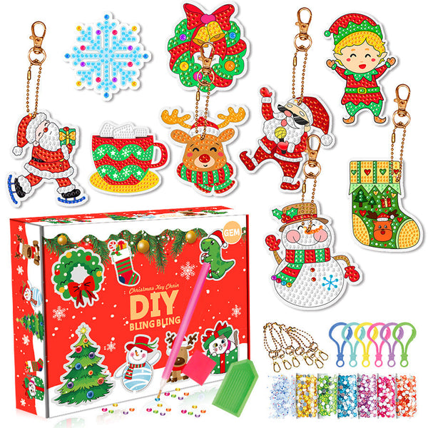 Christmas Diamond Painting Keychain DIY Art Craft Kit for Kids