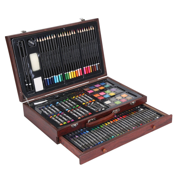 140-Piece Complete Art Supplies Set with Wooden Storage Box