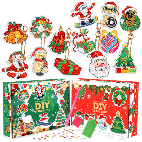 Christmas Diamond Painting Keychain DIY Art Craft Kit for Kids