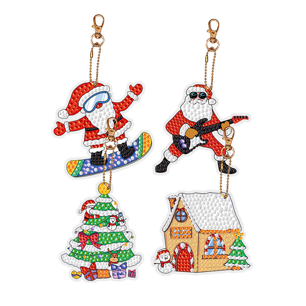 Christmas Diamond Painting Keychain DIY Art Craft Kit for Kids