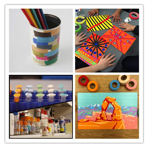 Colored Masking Tape, Rainbow Color Painters Tape Labelling Tape for Kids Fun Arts DIY, Identification,Cording,Moving Boxes,Home Decoration, Office Supplies（7Pack）