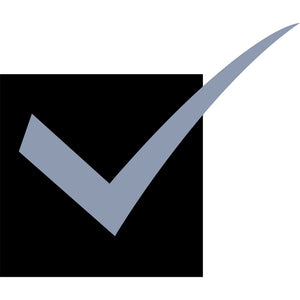 Gray checkmark on a black background