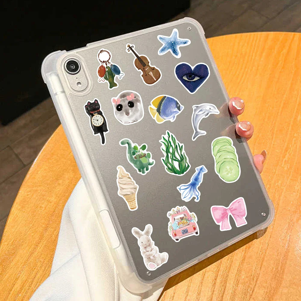 Cartoon Watercolor Aesthetic Stickers for Phone Laptop Scrapbook DIY