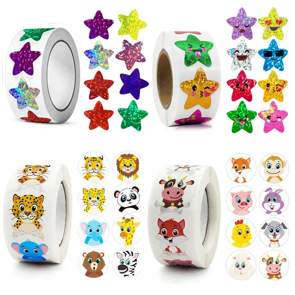 Colorful Holographic Star Stickers Roll for Kids Scrapbook DIY