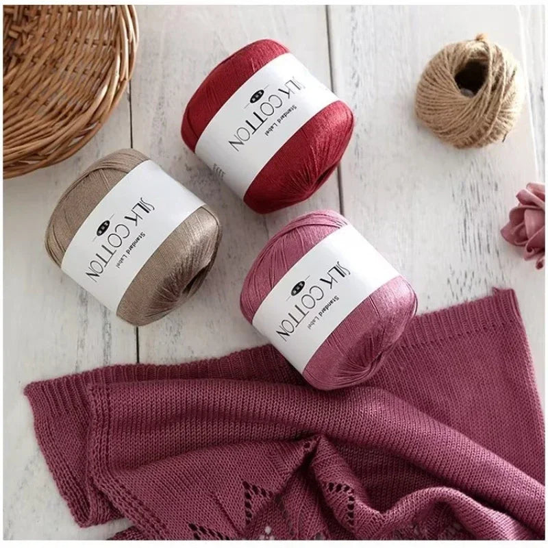 50g Silk Lace Cotton Crochet Yarn Soft Baby Knitting Thread