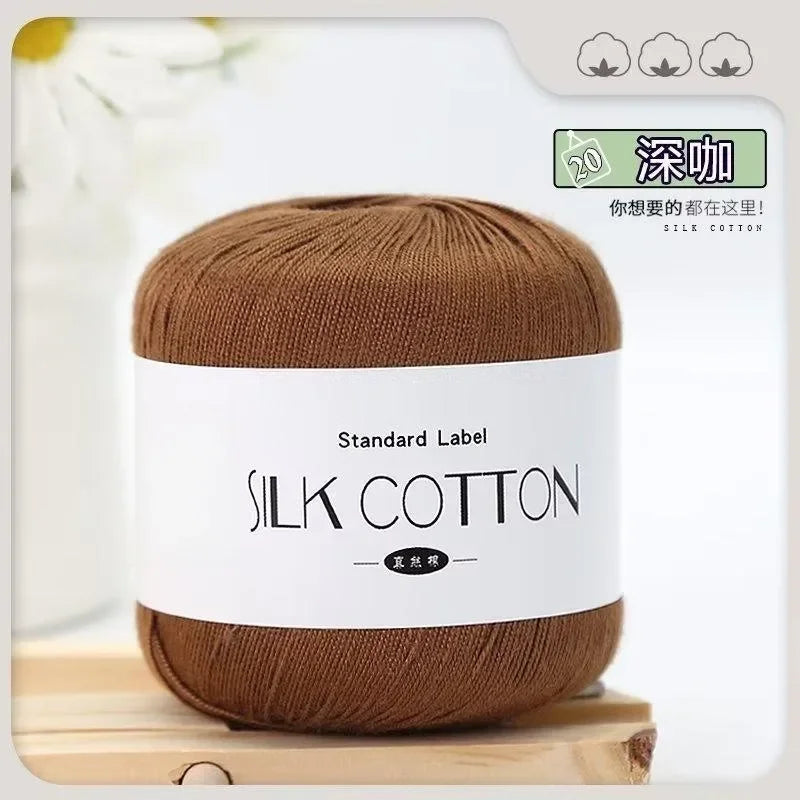 50g Silk Lace Cotton Crochet Yarn Soft Baby Knitting Thread