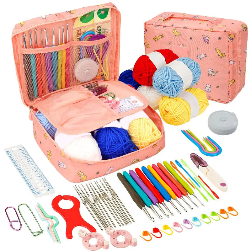 Beginner Crochet Kit with Yarn Hooks Portable Knitting Supplies