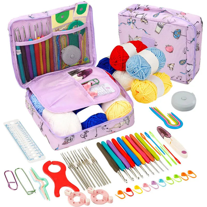 Beginner Crochet Kit with Yarn Hooks Portable Knitting Supplies