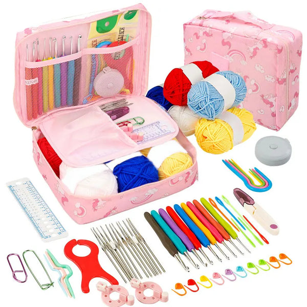 Beginner Crochet Kit with Yarn Hooks Portable Knitting Supplies
