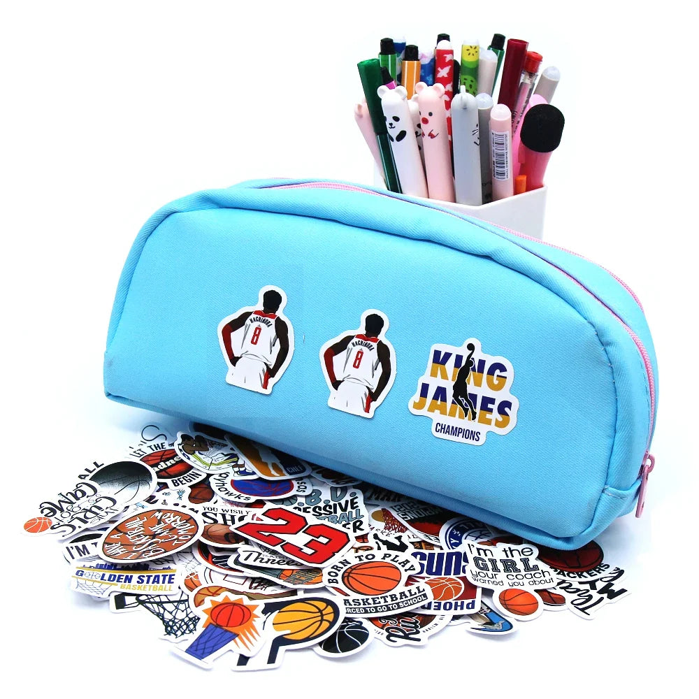 Cute Cartoon Basketball Stickers Kawaii Candy Color Scrapbook Decals Set