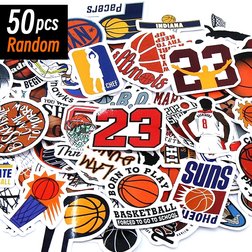 Cute Cartoon Basketball Stickers Kawaii Candy Color Scrapbook Decals Set