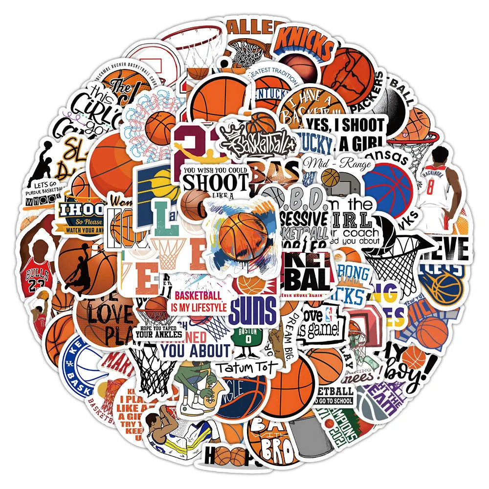 Cute Cartoon Basketball Stickers Kawaii Candy Color Scrapbook Decals Set