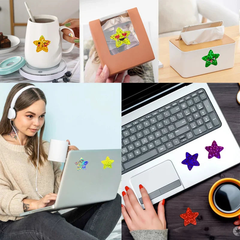 Colorful Holographic Star Stickers Roll for Kids Scrapbook DIY