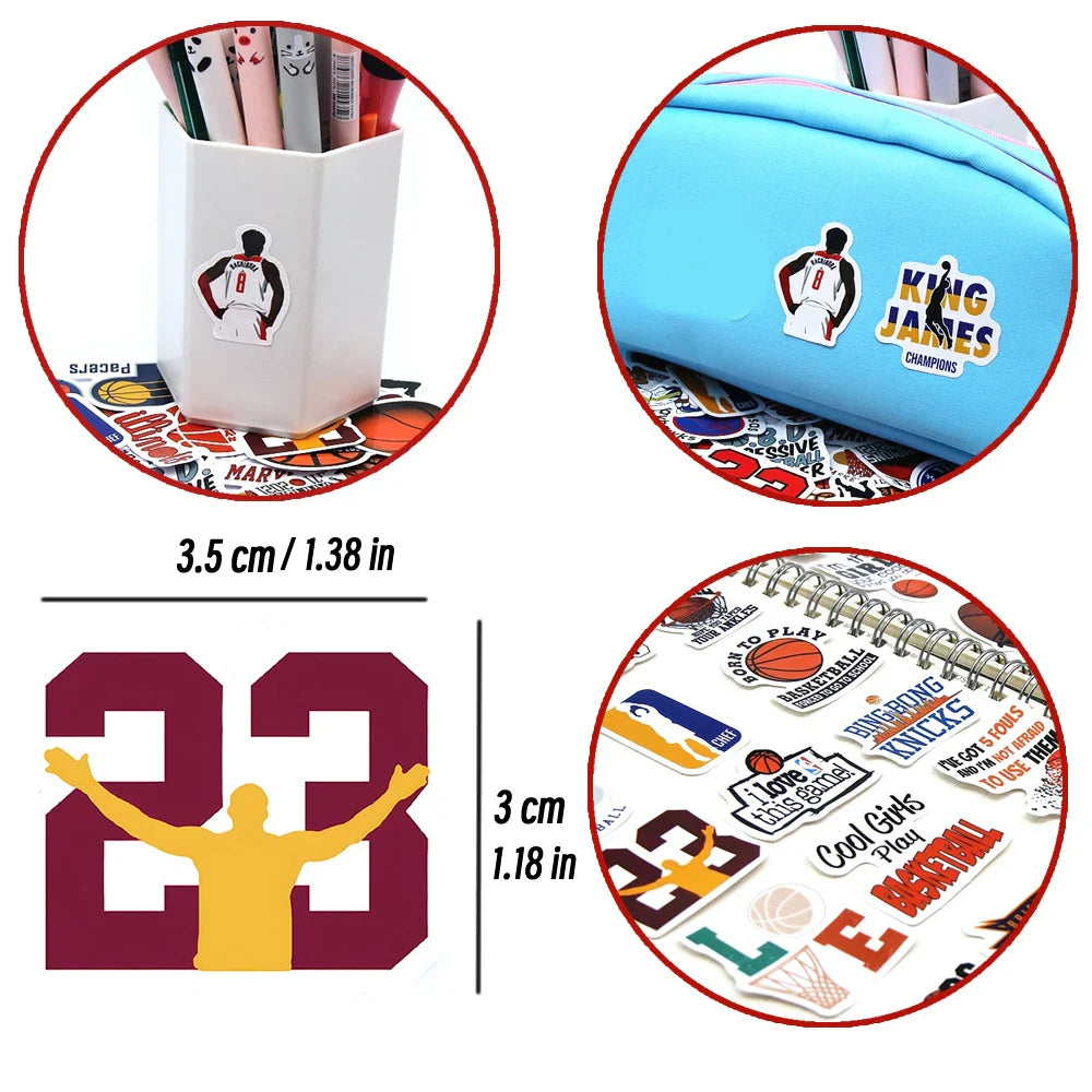 Cute Cartoon Basketball Stickers Kawaii Candy Color Scrapbook Decals Set