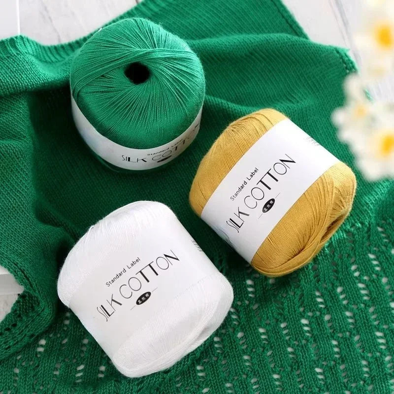 50g Silk Lace Cotton Crochet Yarn Soft Baby Knitting Thread