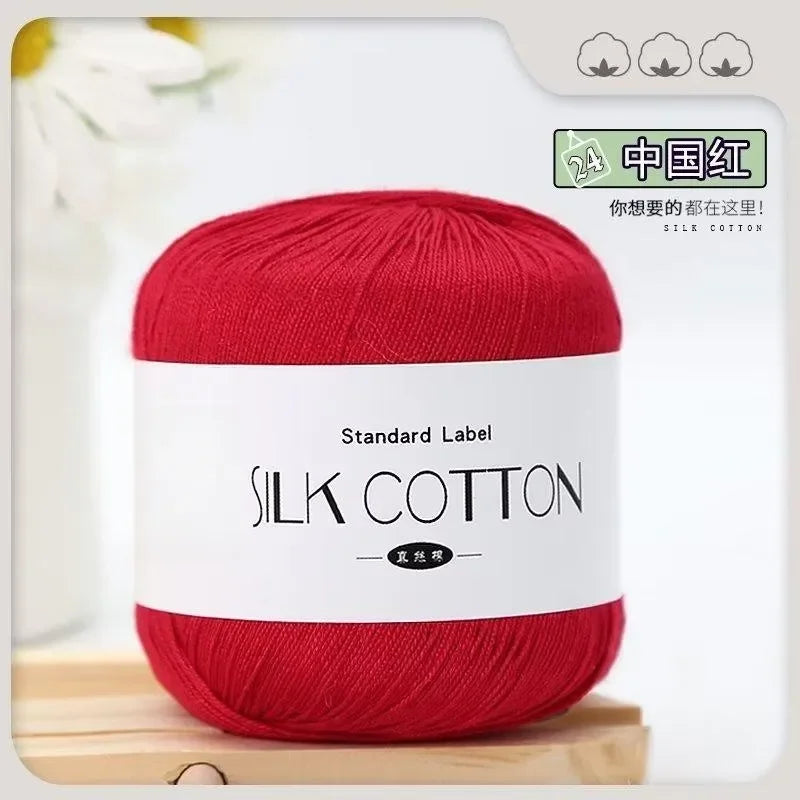 50g Silk Lace Cotton Crochet Yarn Soft Baby Knitting Thread