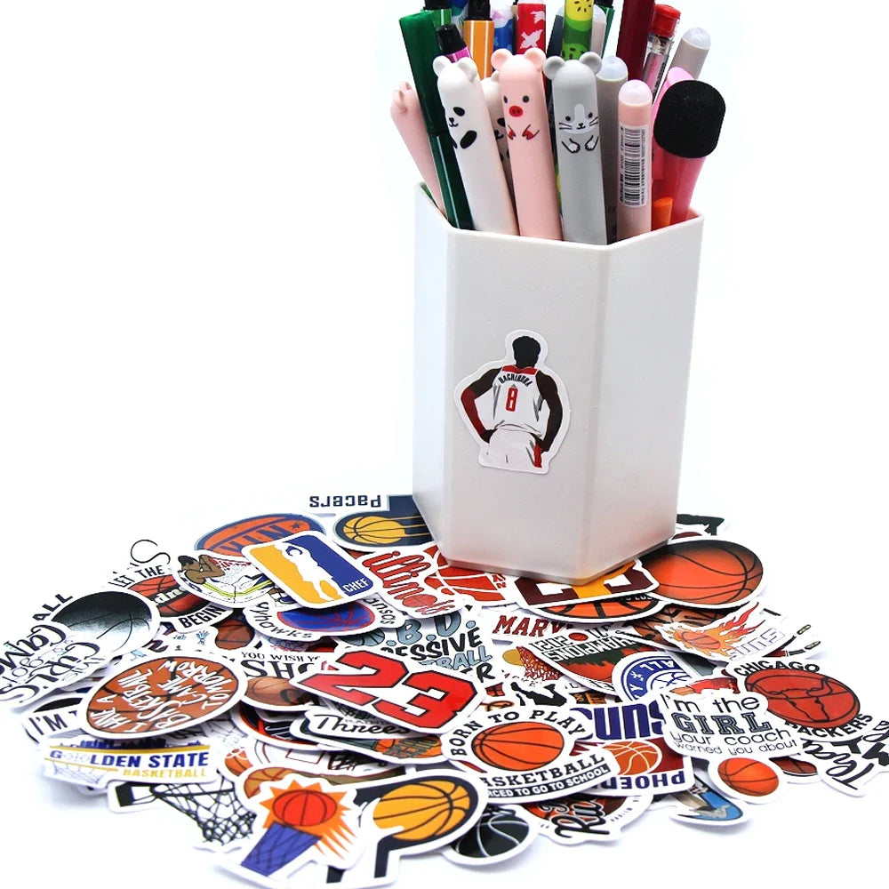 Cute Cartoon Basketball Stickers Kawaii Candy Color Scrapbook Decals Set