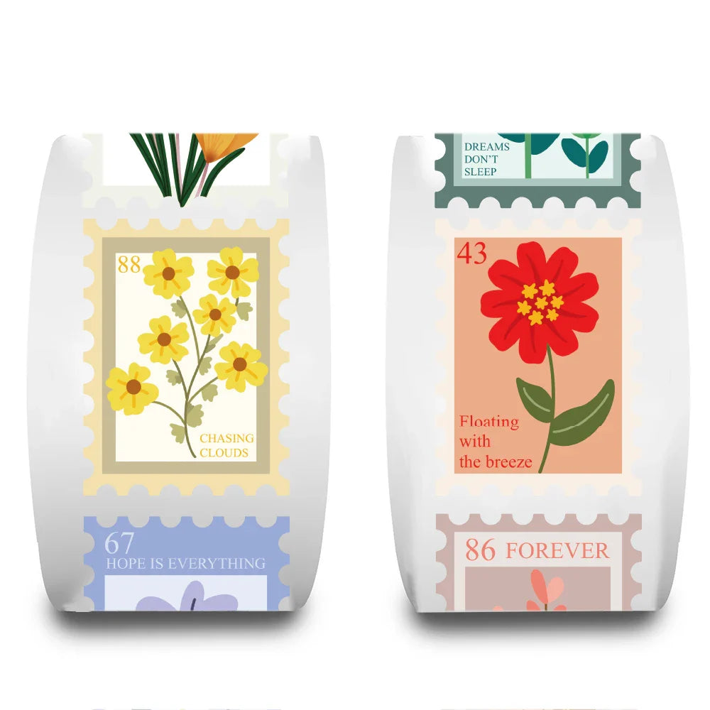 500PCS Flower Stamps Roll Stickers Y2K Scrapbook Graffiti Decals
