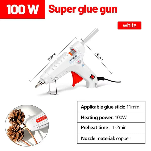 100W Hot Melt Glue Gun DIY Mini Household Industrial Guns Heat Temperature Electric Repair Tool Use 11mm Glue Sticks