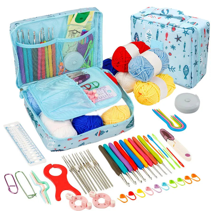 Beginner Crochet Kit with Yarn Hooks Portable Knitting Supplies