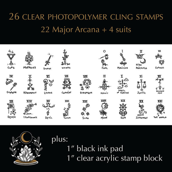 Tarot Stamps - Set of 26 Original Clear Photopolymer Cling Stamps
