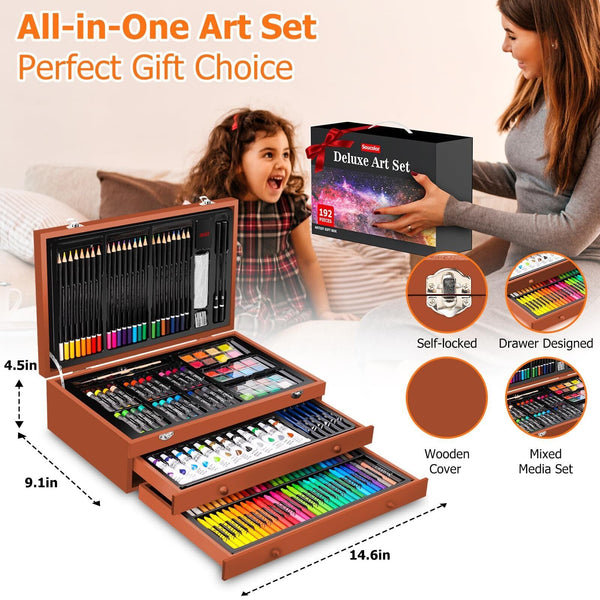 192 Pack Deluxe Art Set Drawing Painting Supplies Art Kit