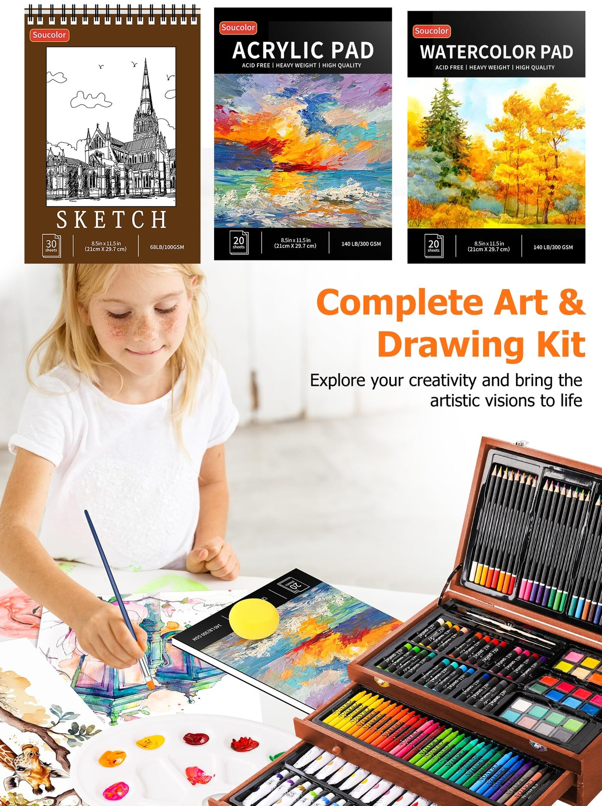 192 Pack Deluxe Art Set Drawing Painting Supplies Art Kit