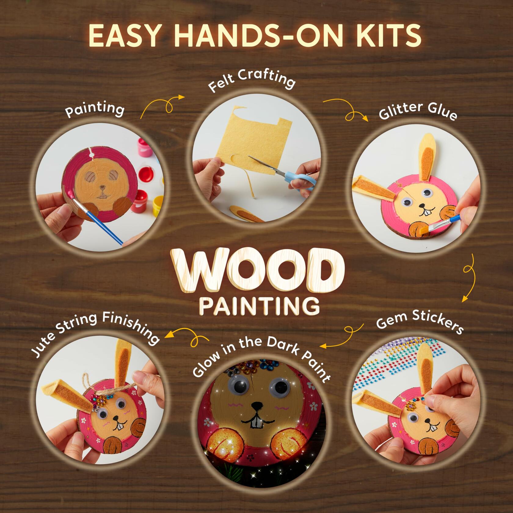 Glow in Dark Wooden Painting Craft Kit for Kids