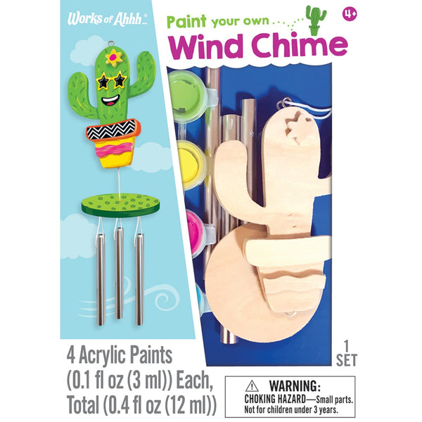 Cactus Wind Chime Wood Craft Paint Kit for Kids