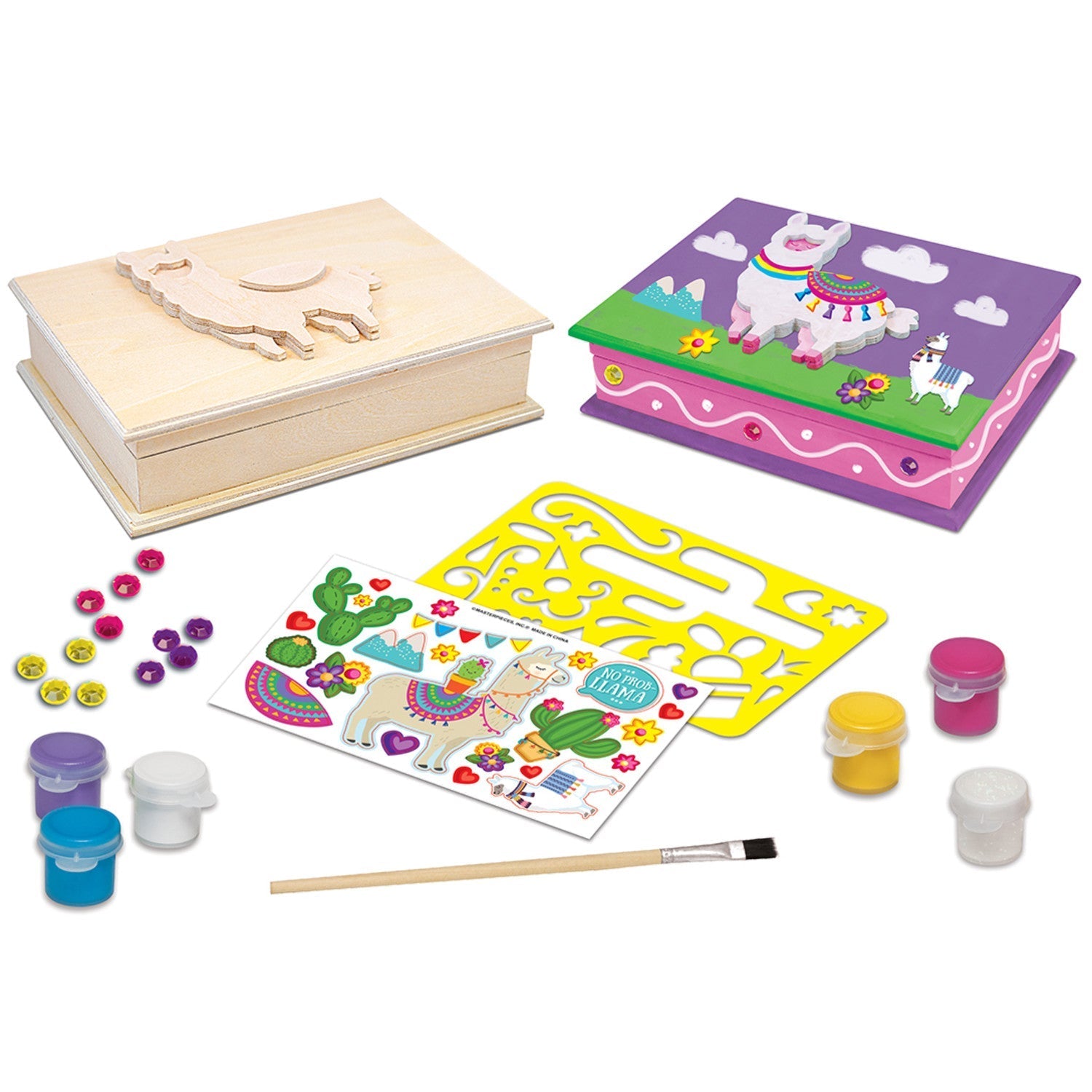 Llama Keepsake Box Wood Craft Paint Kit for Kids